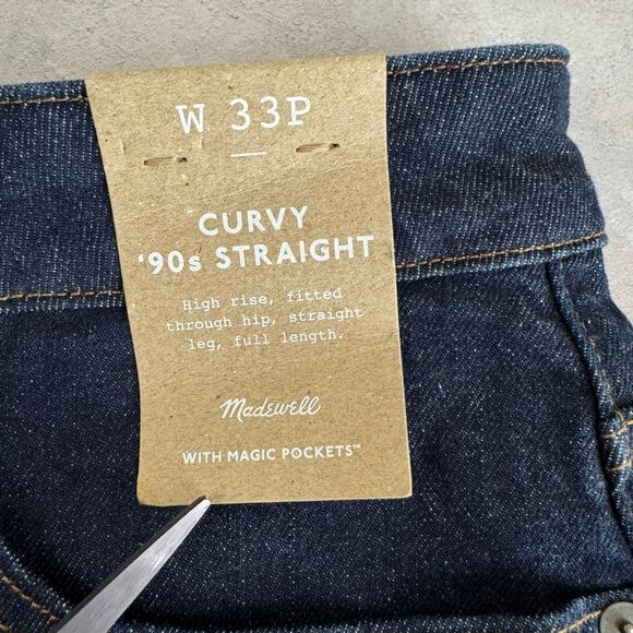 NEW Madewell Curvy 90s Straight Jeans Womens 33 Petite (37x29) High Rise Denim - Picture 3 of 10